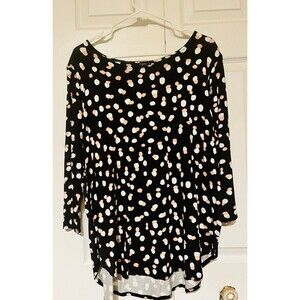 Tahari Woman Shirt Womens 1X Dot Print Knit Top Casual Comfy Blouse